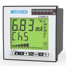 COMBI 6, Type B, DIN 72, panel mounting, 6 inputs,  20-60V ac/dc Earth Leakage Relay ​with RS485 and Real Time Clock - X72UB64DCM60LC